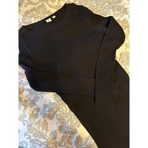 Black Ribbed Gap Long Sleeve Midi Dress